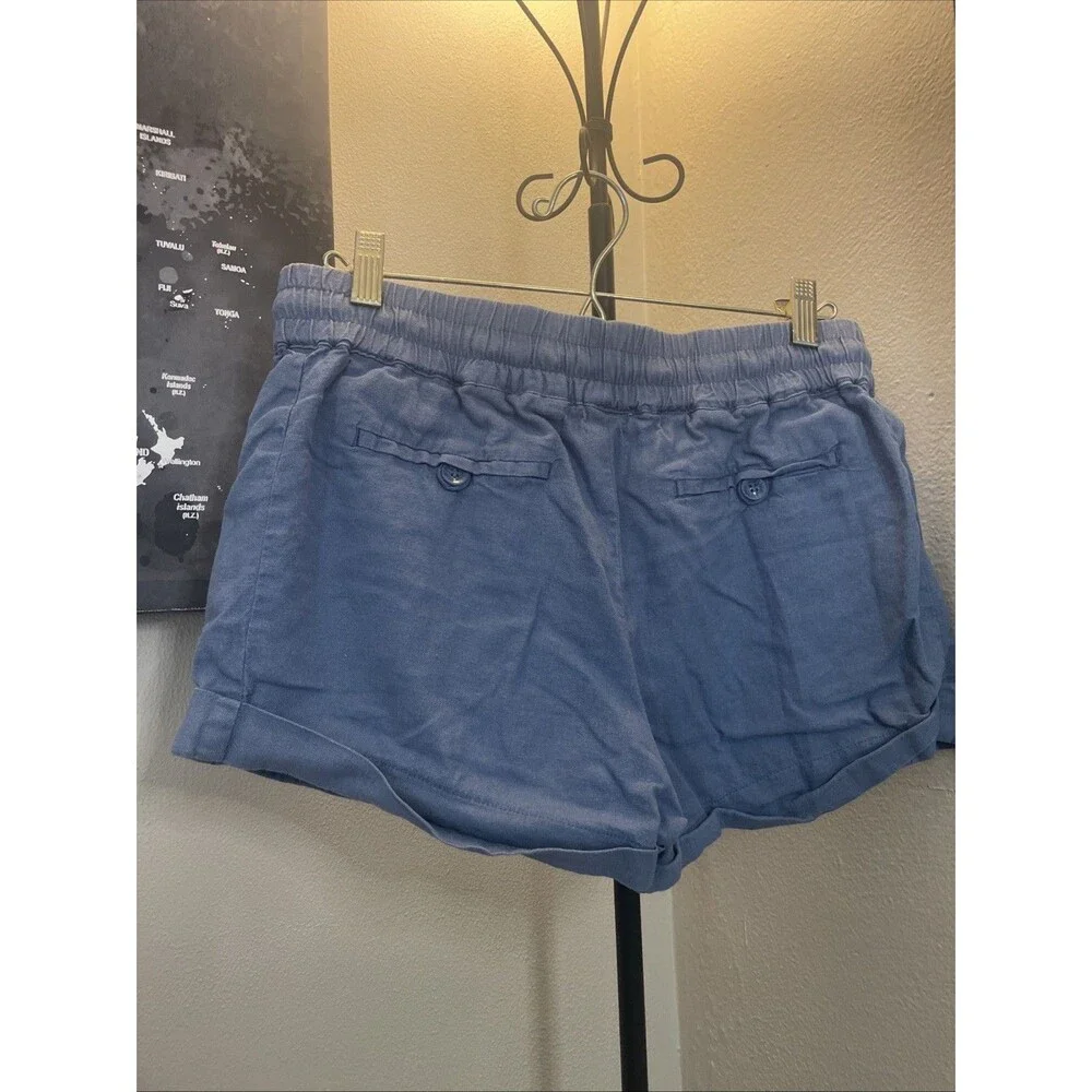 Love Tree Womens Shorts Blue Stretchy Waist Pull Strings Size Medium